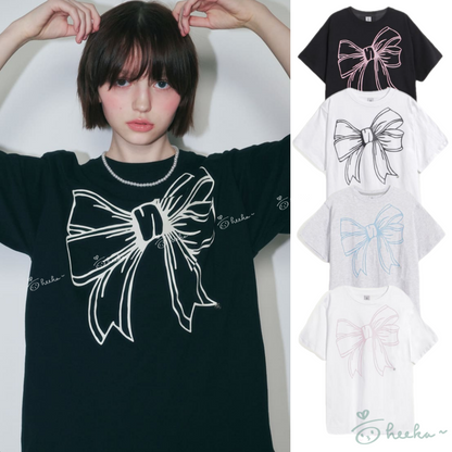 [RONRON] BIG RIBBON LINE T SHIRT