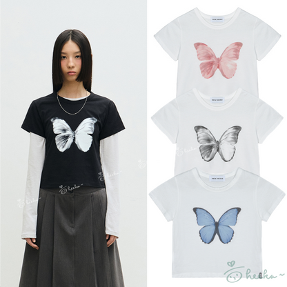 [Nick Nicole] Butterfly Soft Coloring Crop Top