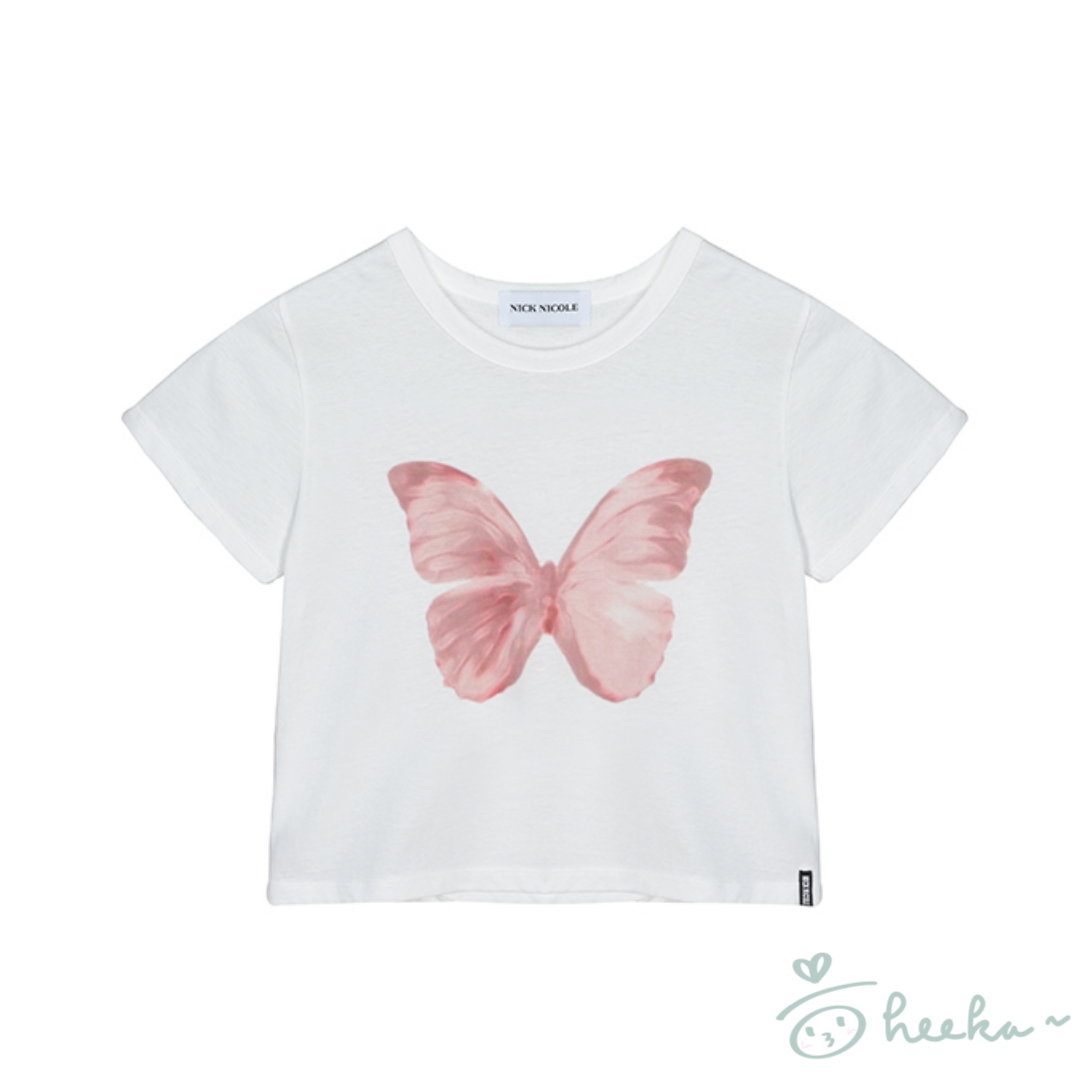 [Nick Nicole] Butterfly Soft Coloring Crop Top