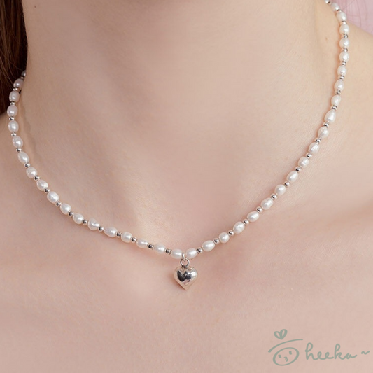 [ENGBROX] Kindy Heart Pearl Necklace