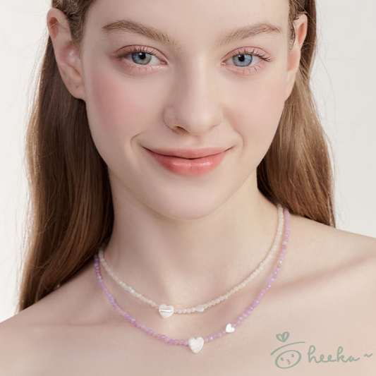 [ENGBROX] Nacre Heart Gemstone Necklace 3color