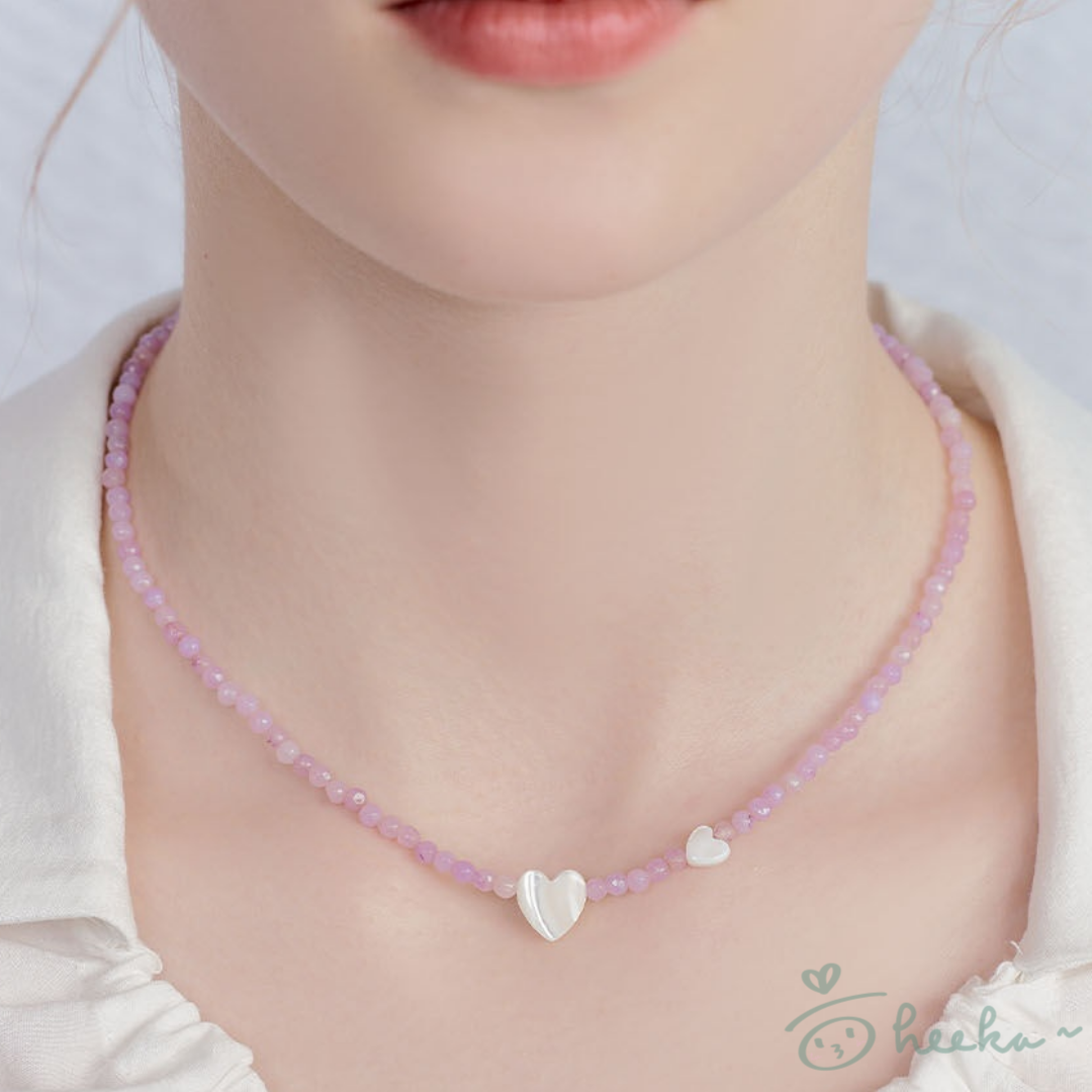 [ENGBROX] Nacre Heart Gemstone Necklace 3color