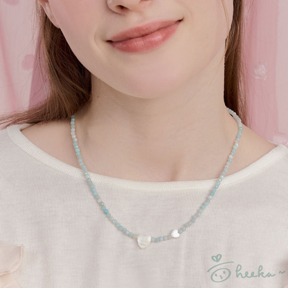 [ENGBROX] Nacre Heart Gemstone Necklace 3color