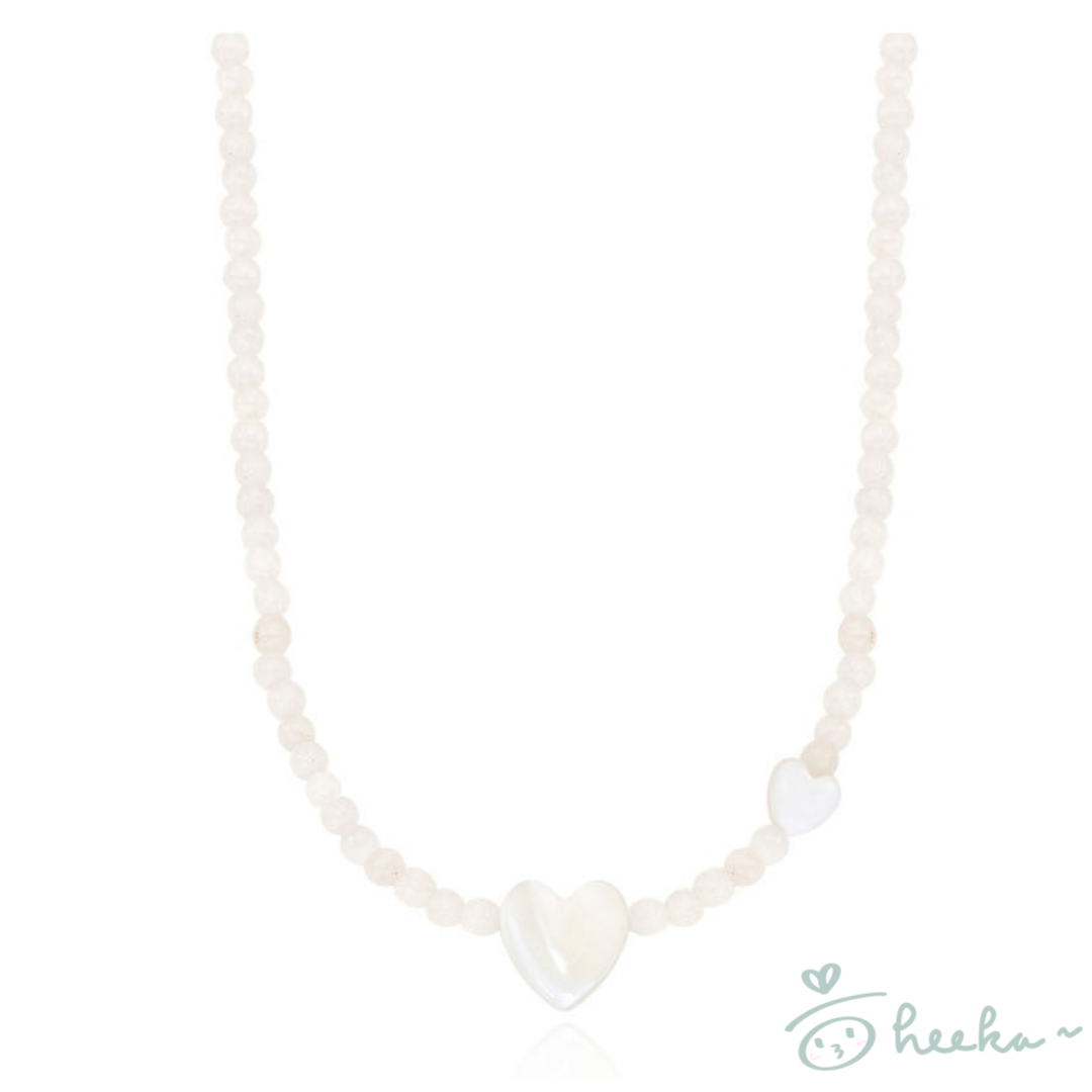 [ENGBROX] Nacre Heart Gemstone Necklace 3color