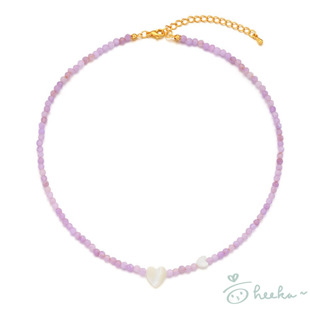 [ENGBROX] Nacre Heart Gemstone Necklace 3color