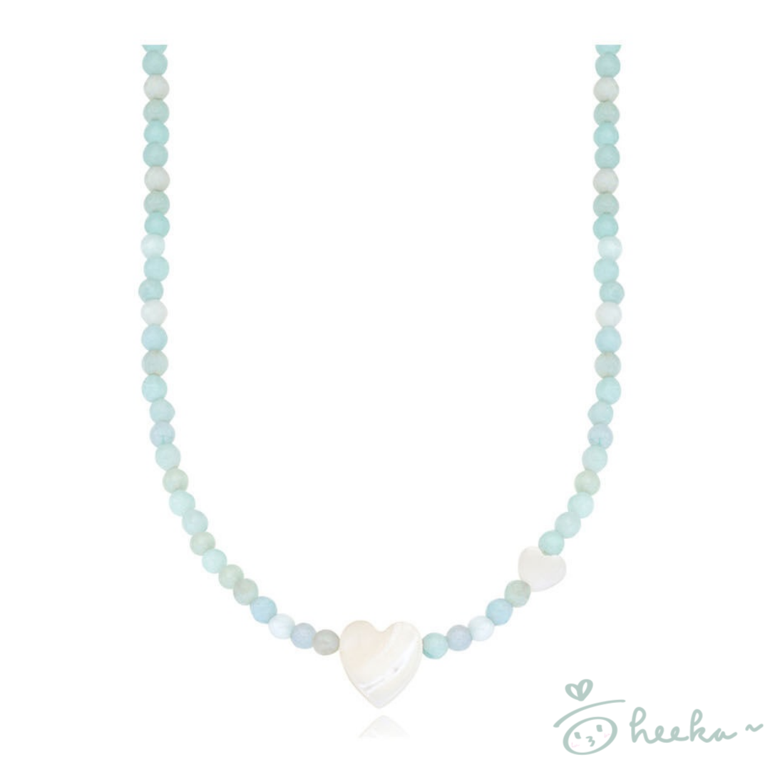 [ENGBROX] Nacre Heart Gemstone Necklace 3color