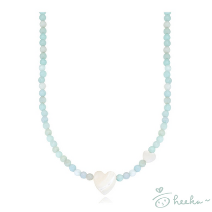 [ENGBROX] Nacre Heart Gemstone Necklace 3color