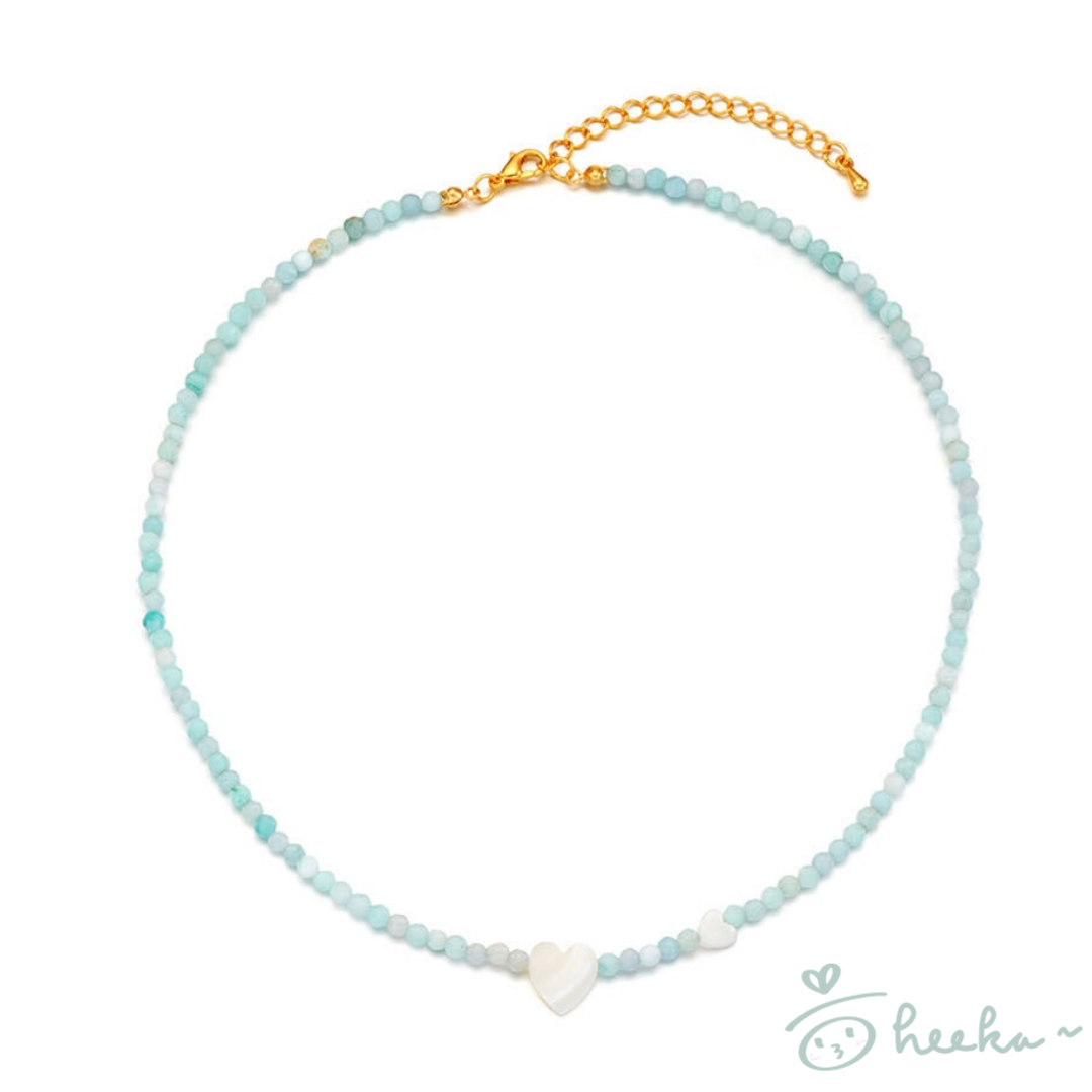 [ENGBROX] Nacre Heart Gemstone Necklace 3color