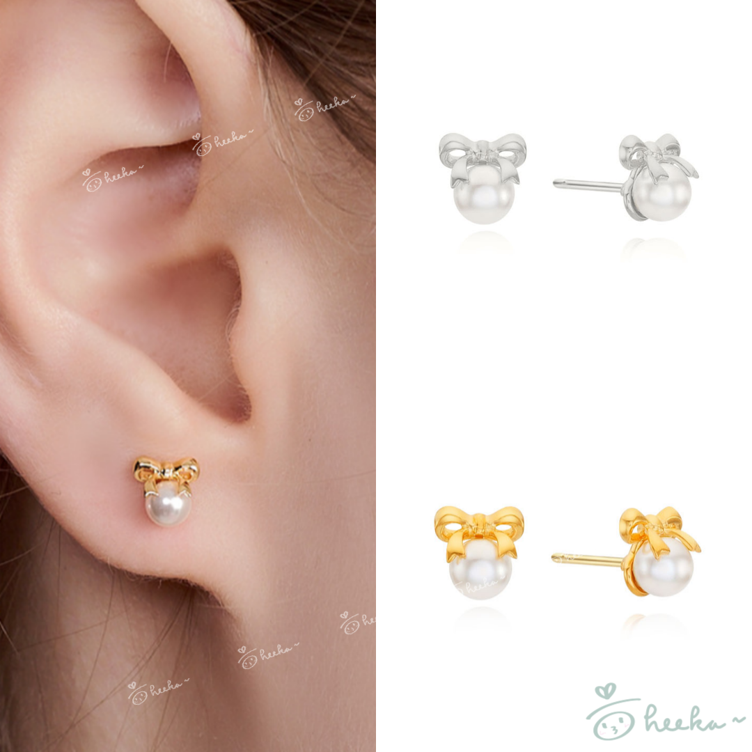 [ENGBROX] judy ribbon pearl earring 2color