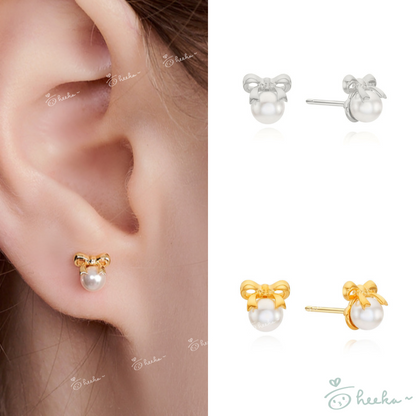 [ENGBROX] judy ribbon pearl earring 2color