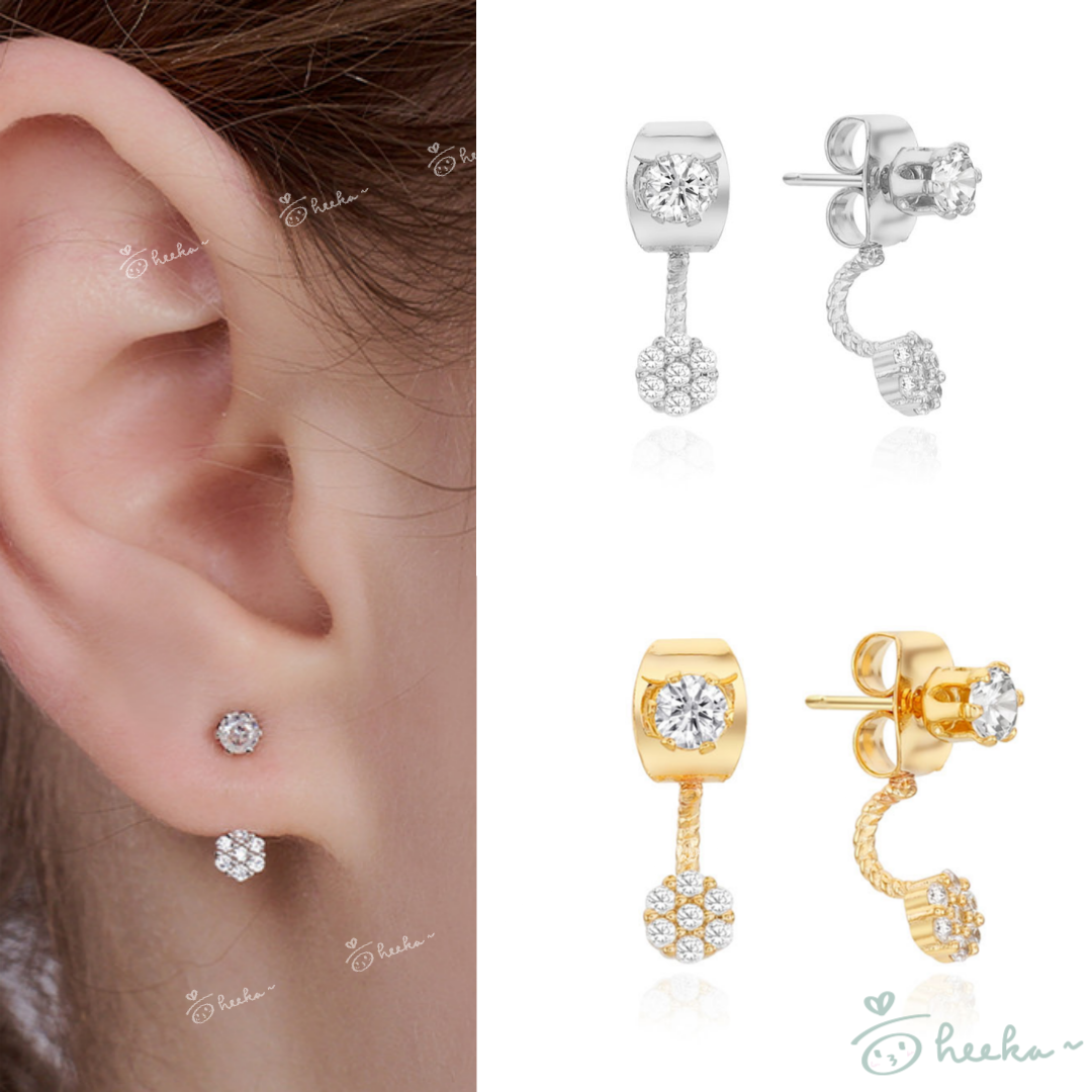 [ENGBROX] luna cubic ear jacket earring 2color