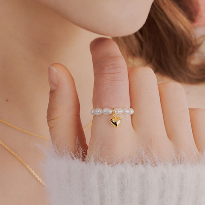 [ENGBROX] petit heart pearl ring 2color (泰妍同款)