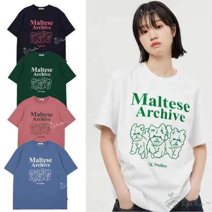 [WaiKei] Maltese archive line graphic half sleeve tshirts 5color