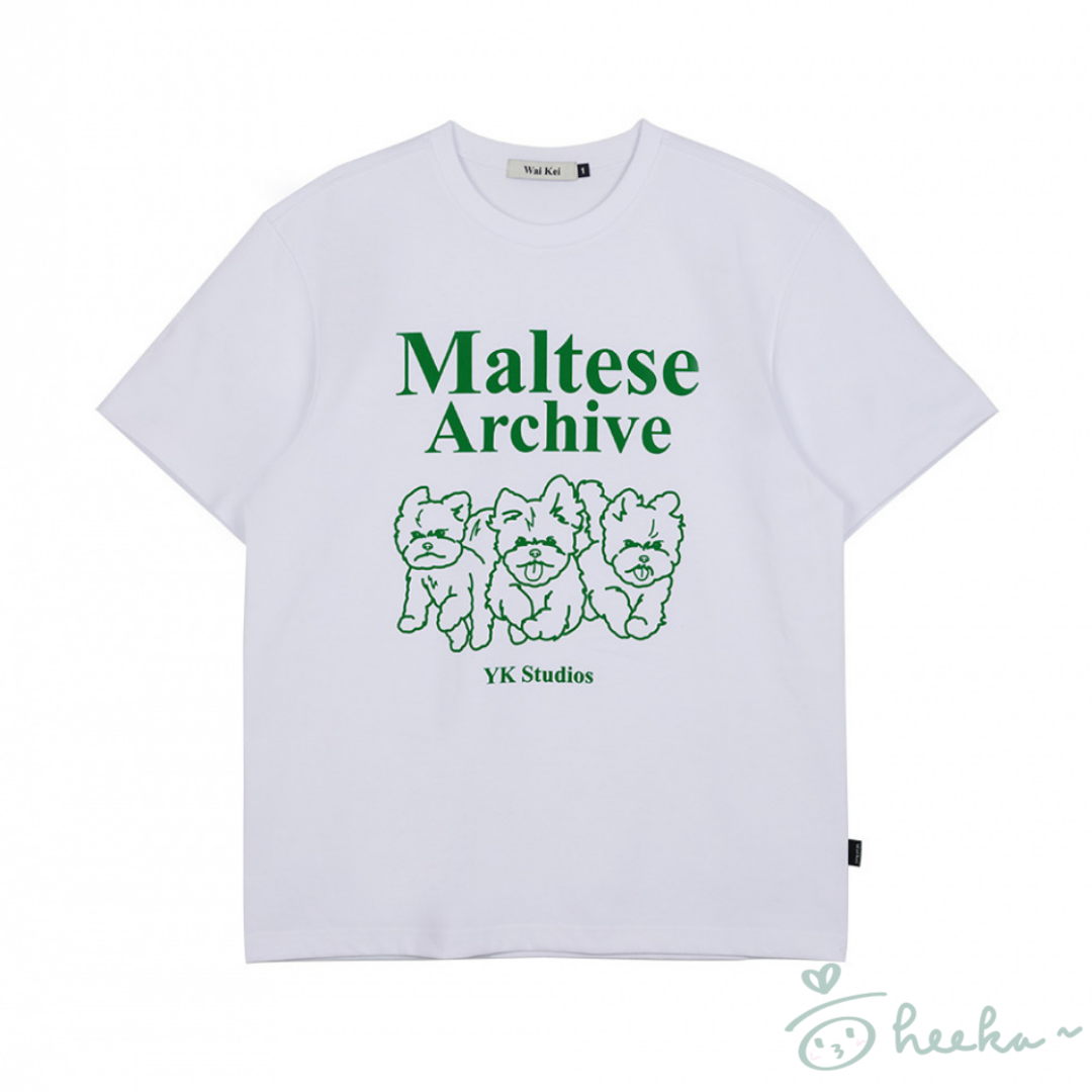 [WaiKei] Maltese archive line graphic half sleeve tshirts 5color