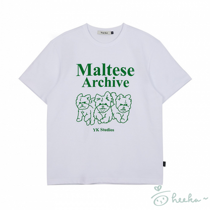 [WaiKei] Maltese archive line graphic half sleeve tshirts 5color