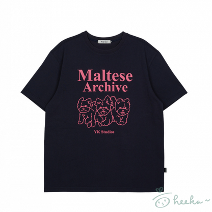 [WaiKei] Maltese archive line graphic half sleeve tshirts 5color