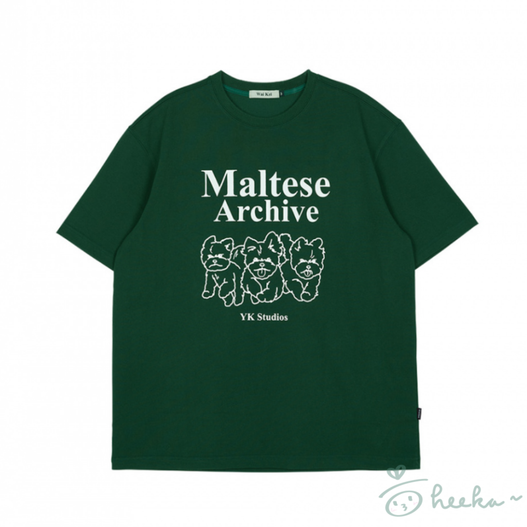 [WaiKei] Maltese archive line graphic half sleeve tshirts 5color