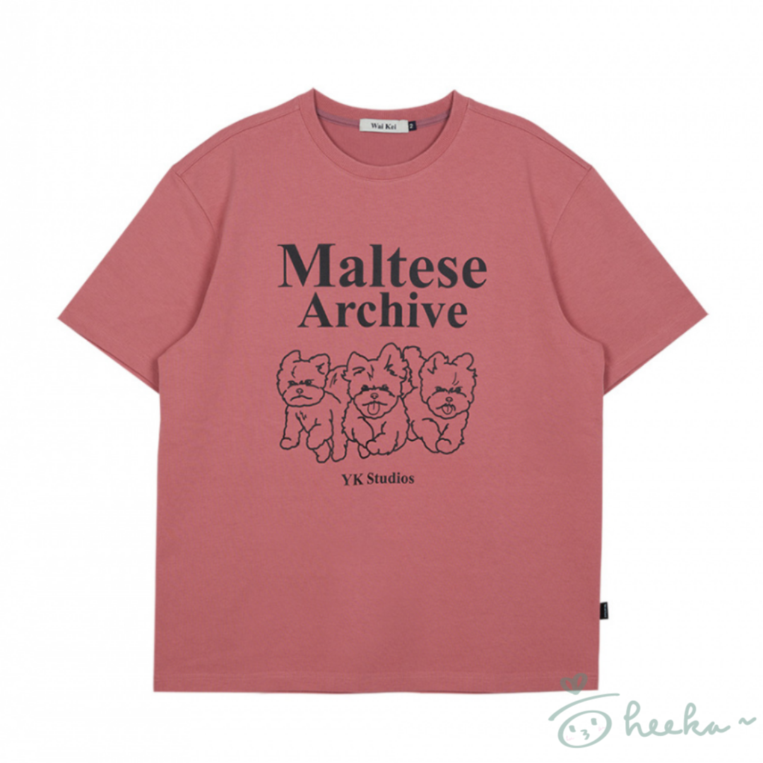 [WaiKei] Maltese archive line graphic half sleeve tshirts 5color