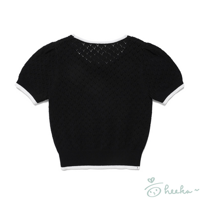 [ROLAROLA] Ribbon Skashi Half Knit Black (張員瑛)