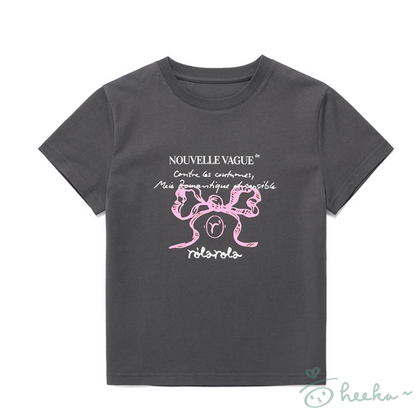 [ROLAROLA] Rola Ribbon Half T-shirt (Jang WonYoung)