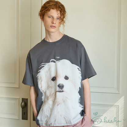 [WaiKei] Maltese face half sleeve tshirts 2color